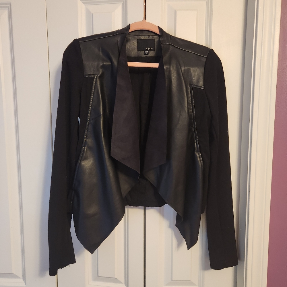 Edyson Black Faux Leather Jacket Classic Motorcycle Style